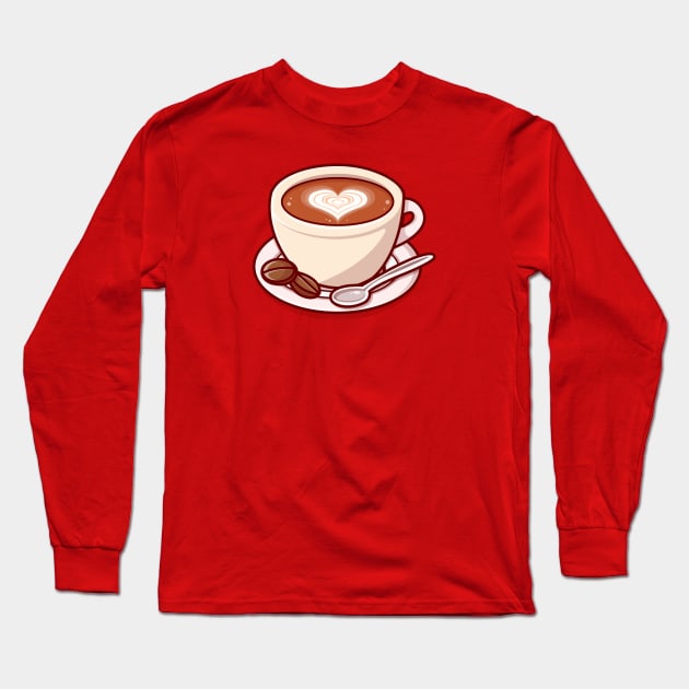 Coffee Time Cartoon Vector Icon Illustration Long Sleeve T-Shirt by Catalyst Labs